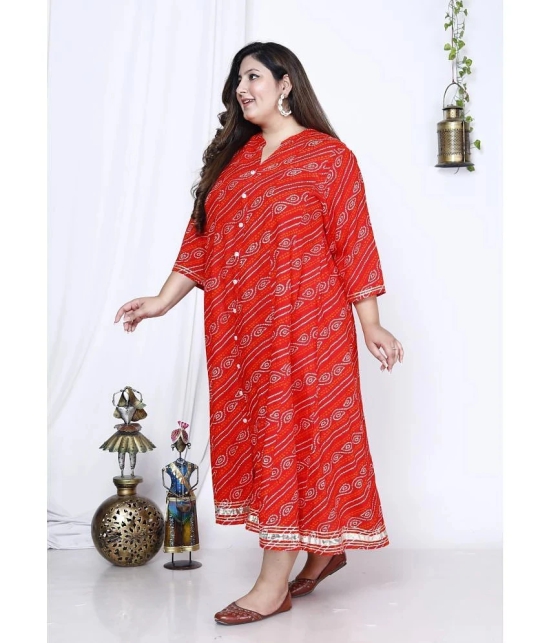 Swasti Cotton Blend Printed Flared Womens Kurti - Red ( Pack of 1 ) - None