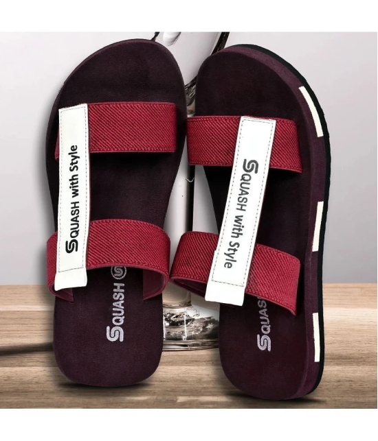 Squash Maroon Mens Slide Flip Flop - None