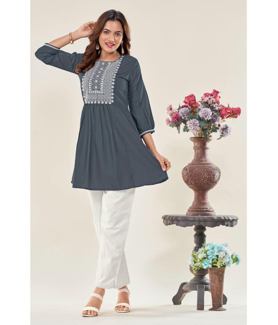 Glomee - Grey Viscose Women's Tunic ( Pack of 1 ) - None