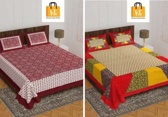 Bedsheet  Adda -100% Pure Cotton Jaipuri Printed Double Bedsheet-106