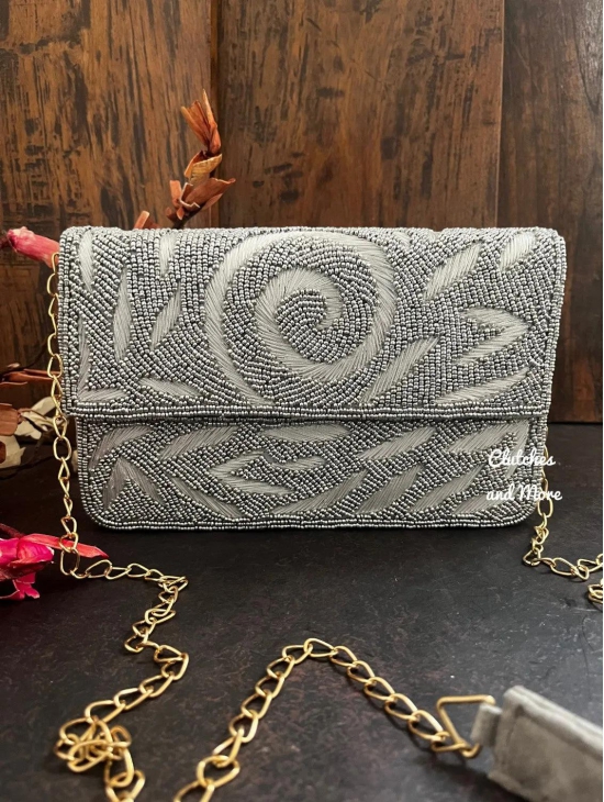 Box Style Flap Bag Silver