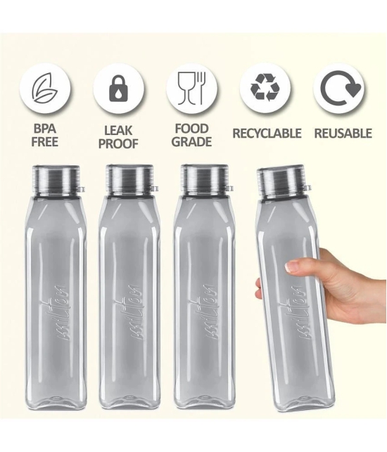 Milton Prime 1000 Pet Water Bottle, Set of 4, 1 Litre Each, Grey - Grey