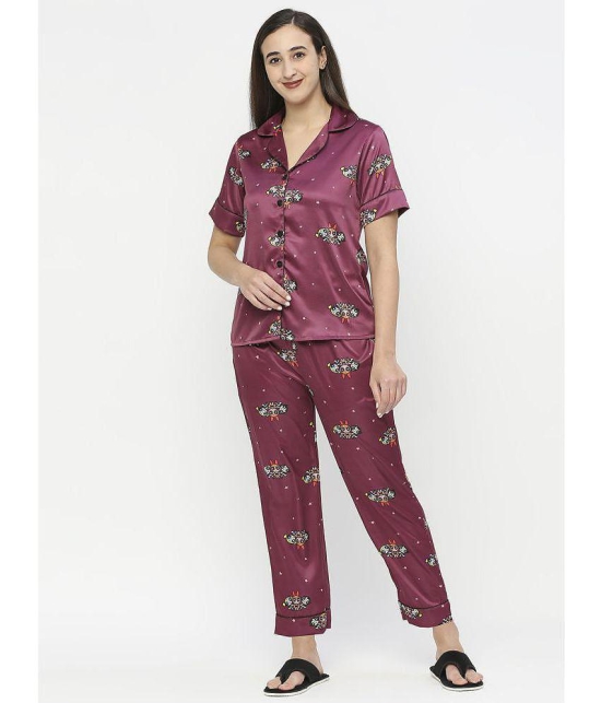 Smarty Pants - Mauve Satin Women''s Nightwear Nightsuit Sets ( Pack of 1 ) - None