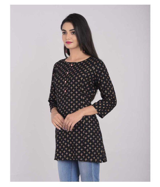 Kbz Black Rayon Straight Kurti - S