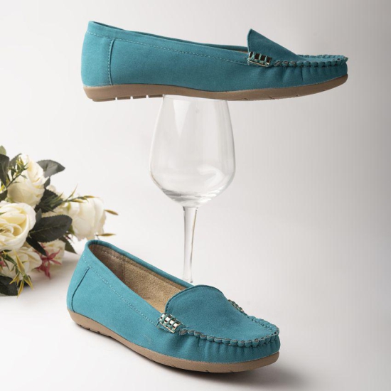 Shoetopia - Turquoise Women''s Loafers - None