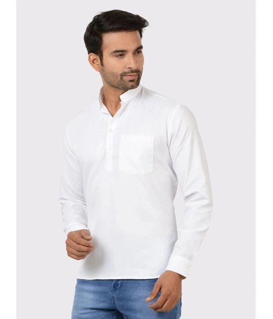 Maharaja - White Cotton Blend Mens Regular Kurta ( Pack of 1 ) - None