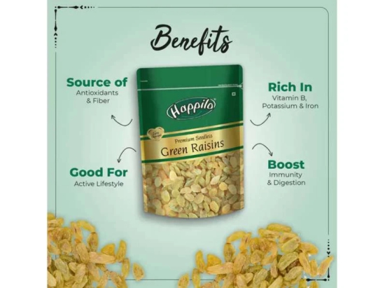 Happilo Premium Seedless Green Raisins Value Pack 1000g