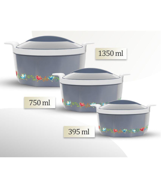 Milton - Grey Steel Thermoware Casserole ( Set of 3 , 1350 mL ) - Grey