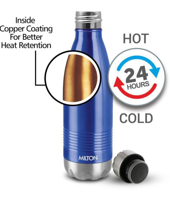 Milton Duo DLX 1000 Thermosteel 24 Hours Hot and Cold Water Bottle, 1 Litre, Blue | Leak Proof | Office Bottle | Gym | Home | Kitchen | Hiking | Trekking | Travel Bottle - Blue