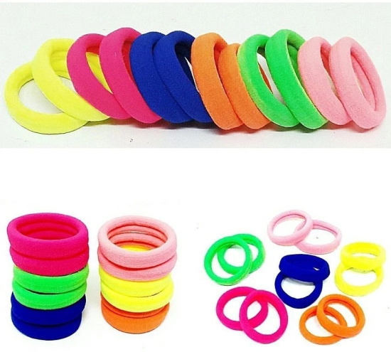 FOK 15 Pcs Cotton Rubber Bands Clip In Hair Extension Multi Colour