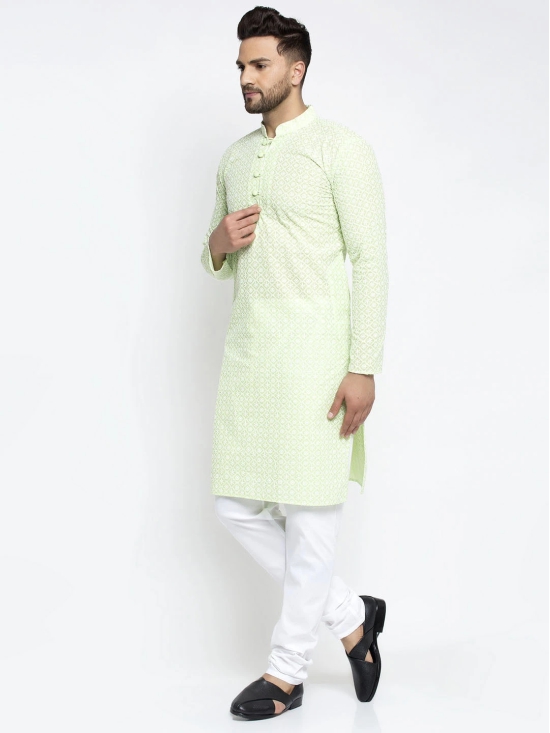 Jompers Mens Dark-Green Embroidered Kurta Only-XXL / Green