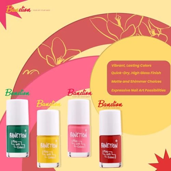 BANETION Zen-g New generation Makeup - Mini Nail Kit - Bestie - 30ml (Set of 4) | Glossy Nail Polish Set | Long Lasting & High Gloss Effect | Chip Resistant Nail Paints | Cruelty-free & Vegan