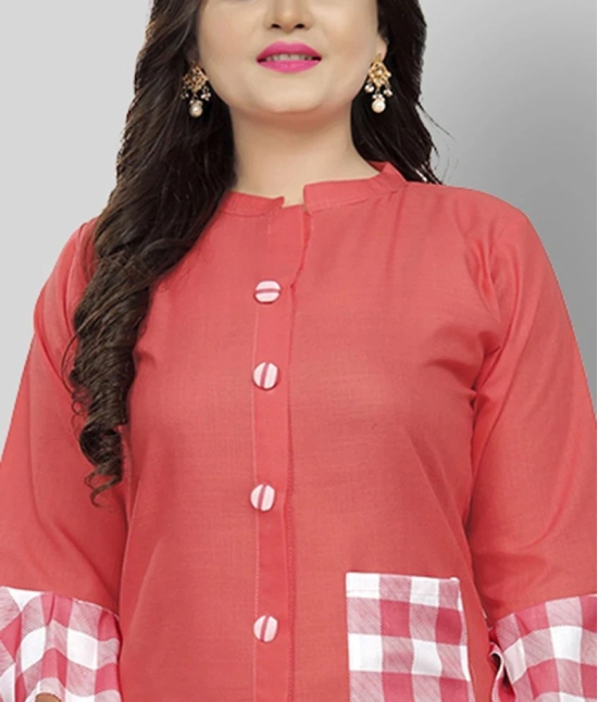 Lerkiza - Pink Cotton Womens Straight Kurti ( Pack of 1 ) - 4XL