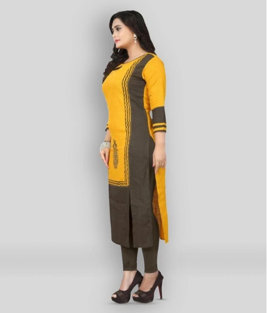 Vbuyz - Yellow Cotton Womens Front Slit Kurti ( Pack of 1 ) - M