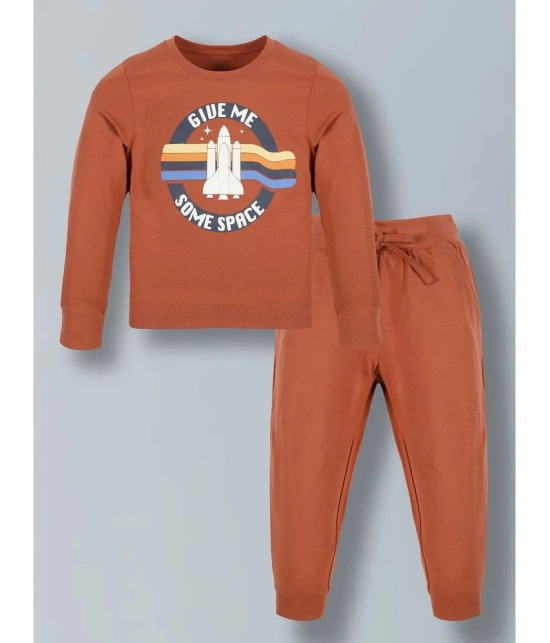 PLUM TREE Orange Cotton Boys T-Shirt & Trackpants ( Pack of 1 ) - None