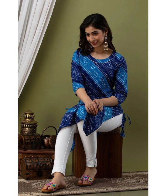 Lee Moda - Blue Cotton Blend Womens Straight Kurti ( Pack of 1 ) - XXL