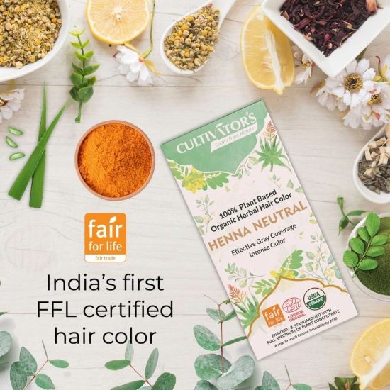 Cultivators Organic Hair Colour - Herbal Hair colour for Women and Men - Ammonia Free Hair Colour Powder - Organic Henna Powder for Hair  - Natural Hair Colour Without Chemical, (Henna Neutral) - 100g