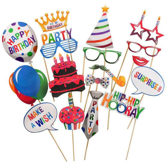 HAPPY BIRTHDAY PHOTOBOOTH SET OF 17 / PHOTOBOOTH PARTY SUPPLIES/ HAPPY BIRTHDAY PARTY SUPPLIES