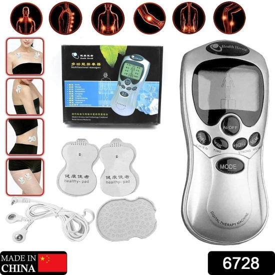 6728  Multifunctional Massager, Acupuncture Machine Electric Digital Therapy neck back electronic pulse full body massager Therapy Pulse Muscle Relax Massager & Meridian, 2 Electrode Pads,  healt