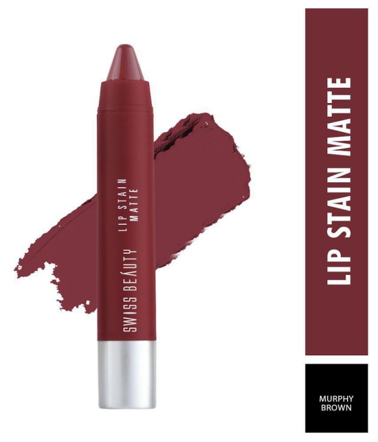 Swiss Beauty Lip Stain Matte Lipstick Lipstick (Murphy Brown), 3.4gm