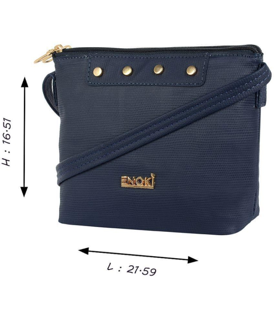 Enoki - Blue Faux Leather Sling Bag - Blue