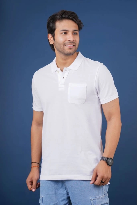 Men's White Pocket Polo T-Shirt