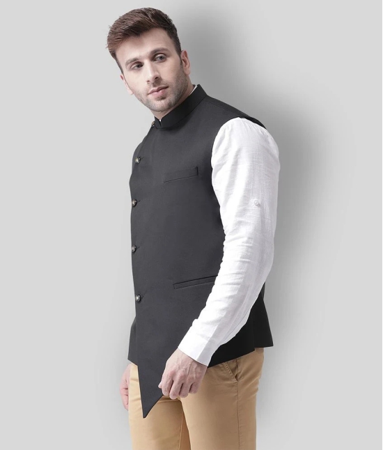 Hangup Black Cotton Blend Nehru Jacket - None