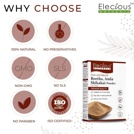 Elecious Naturals Amla, Reetha, Shikakai Powder