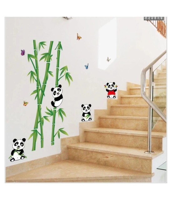 Asmi Collection Bamboo Tree Panda Butterfly Wall Sticker ( 120 x 110 cms )