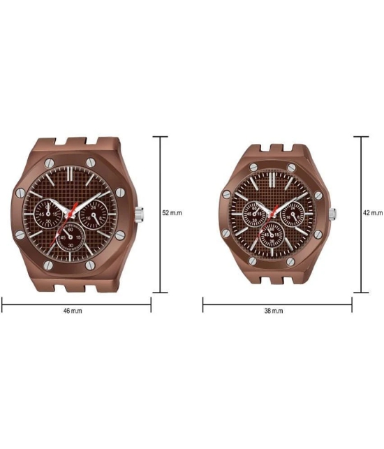 acnos Brown Stainless Steel Analog Couples Watch