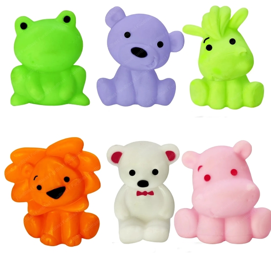 FunBlast Bath Toys for Baby - Colorful Animal Bath Toys, Toddler Baby, Bathtub Bathing Squeeze Bath Toy Aquatic Animal Bath Toys, Toddler Baby Bathtub Bathing Toys (Pack of 6 Pcs) Multicolor