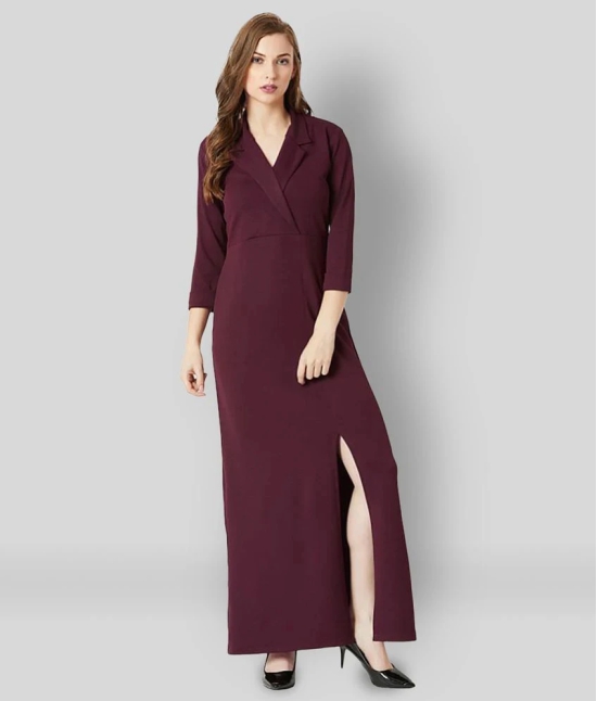 Miss Chase - Maroon Crepe Womens Side Slit Dress ( Pack of 1 ) - XL