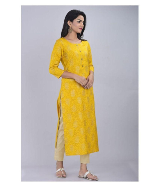 Kbz Yellow Rayon Straight Kurti - XXL