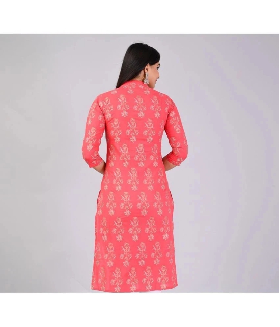 MAUKA Rayon Printed Straight Womens Kurti - Pink ( Pack of 1 ) - None