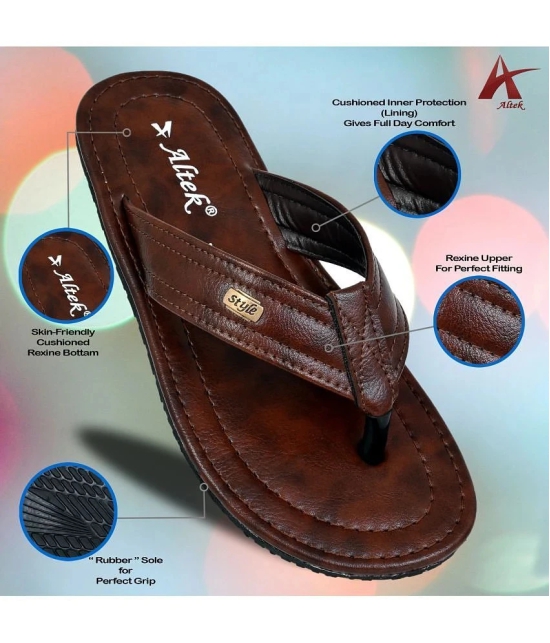 Altek Brown Mens Thong Flip Flop - None