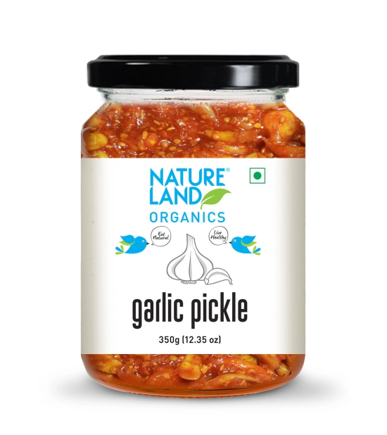 Natureland Organics Green Chilli And Garlic Pickle, 350 gm Each - Pack of 2