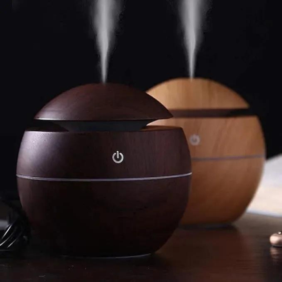 Wooden Cool Mist Humidifiers Essential Oil Diffuser Aroma Air Purifier Humidifier with Colorful Change for Car, Office, Babies, for Home, Room