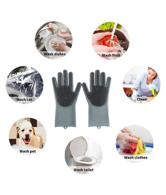 Buyerzone Rubber Medium Cleaning Glove 1*Pair Silicon Glows