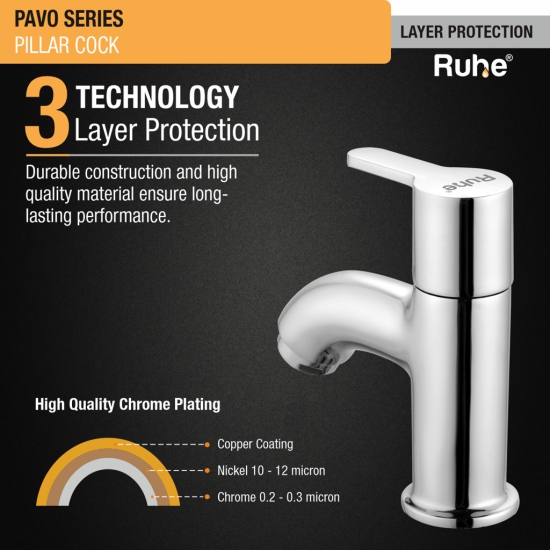 Pavo Pillar Tap Brass Faucet- by Ruhe®