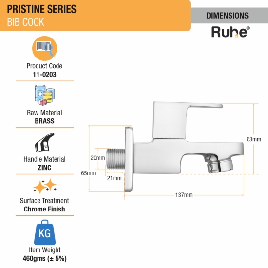 Pristine Bib Tap Brass Faucet- by Ruhe®