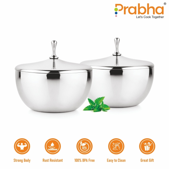 Classic Double Wall Plain Serving Bowl, 2 Pcs - 1000ml