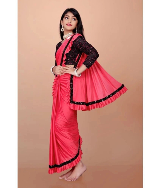 Apnisha - Peach Lycra Girls Saree ( Pack of 1 ) - None