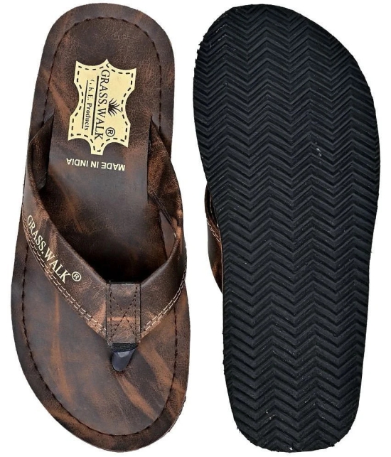 GRASS WALK - Brown Mens Thong Flip Flop - None