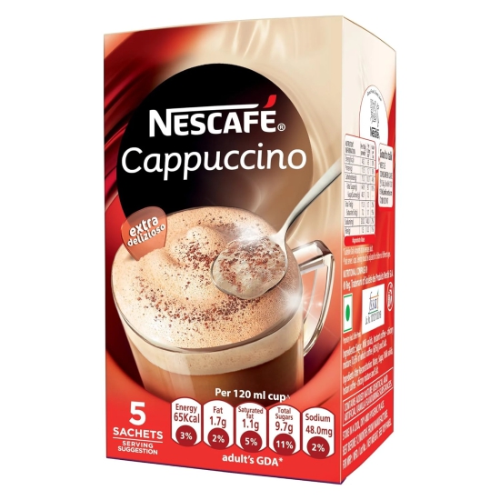 Nescafe Cappuccino Instant Coffee Premix, 5 Sachets X 20G