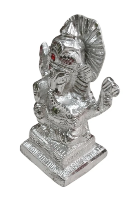 Silver-plated idol of Lord Ganesha