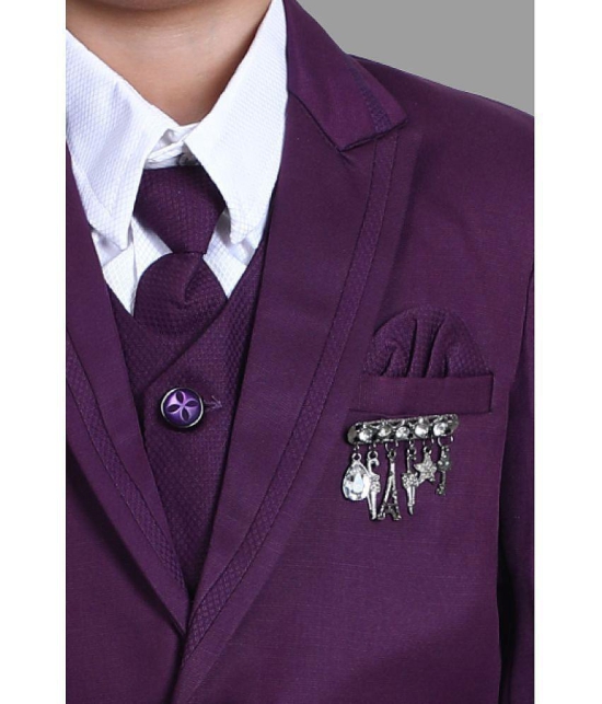 DKGF Fashion - Purple Polyester Boys 3 Piece Suit ( Pack of 1 ) - None