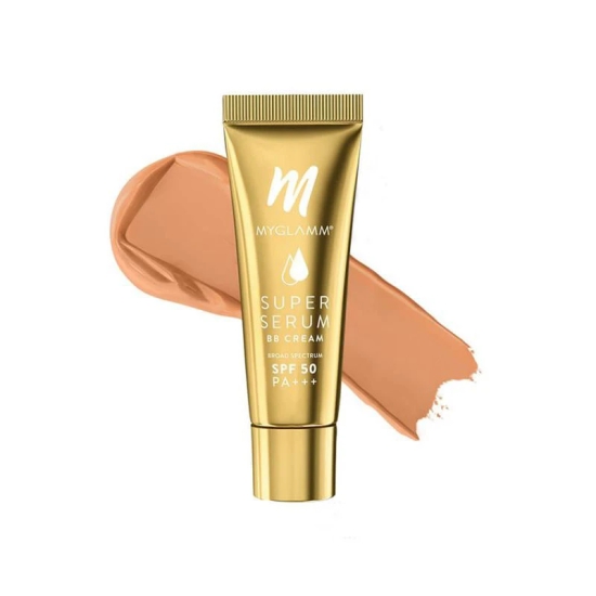 MyGlamm Super Serum BB Cream - 301 Almond | BB Cream With Hyaluronic Acid & SPF 50 PA+++ for UVA, UVB Protection & Natural Glow (15g)