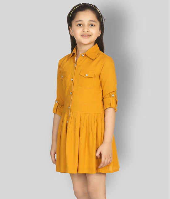 Naughty Ninos - Yellow Cotton Girls Shirt Dress ( Pack of 1 ) - None