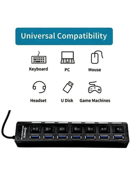 UGPro 7 port USB Hub High-Speed Splitter with Separate On / Off Switch