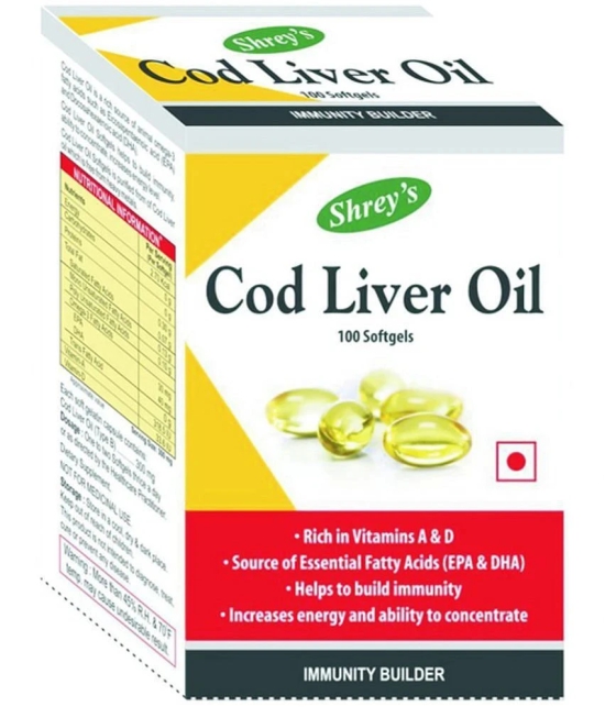 Shreys Cod Liver Oil for Immunity & Healthy Heart 100 no.s Minerals Softgel